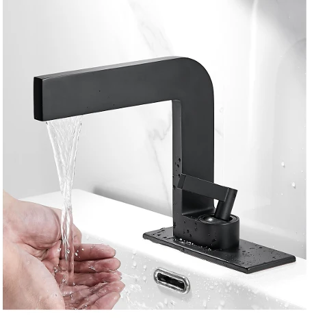 Architectural faucet beside a basin